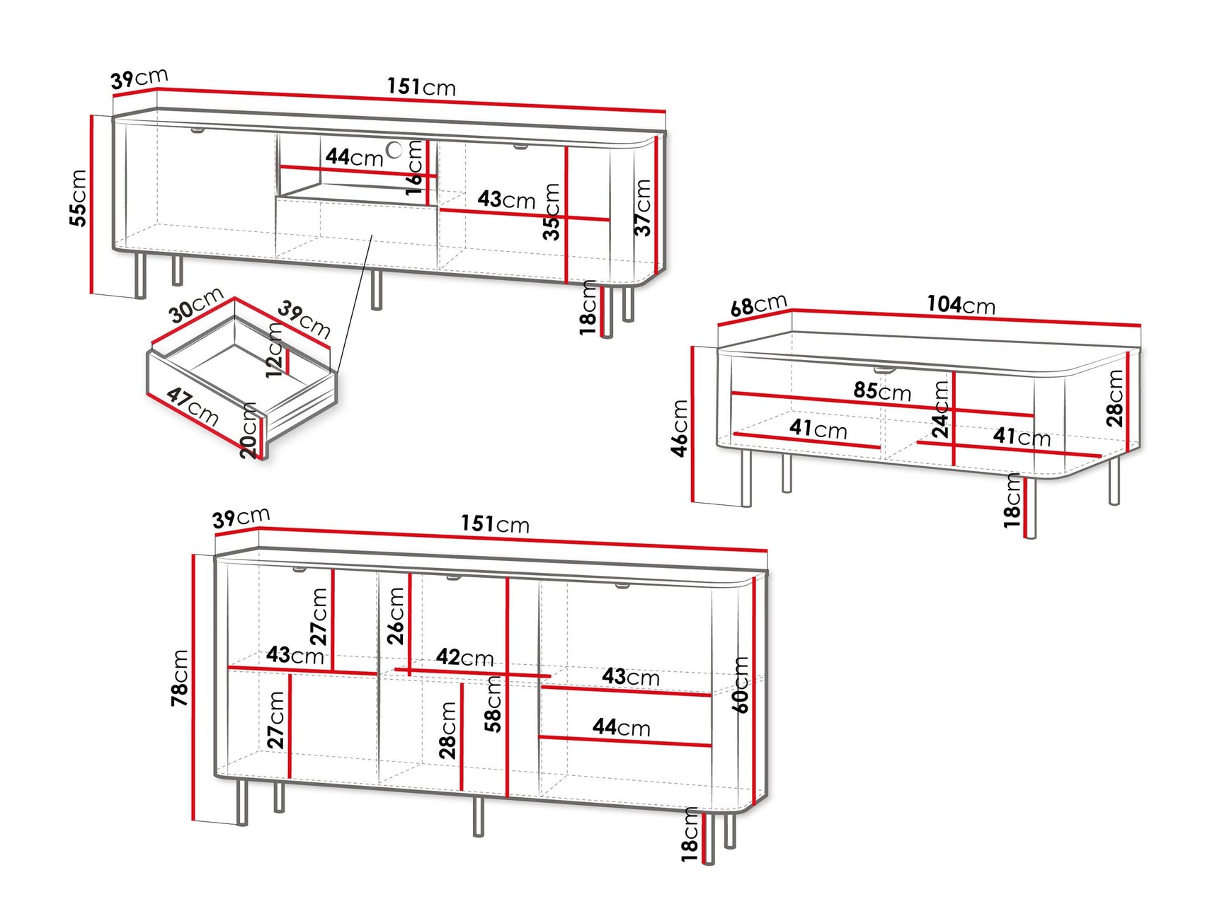 Stuemøbler-sæt Tebeni 105
