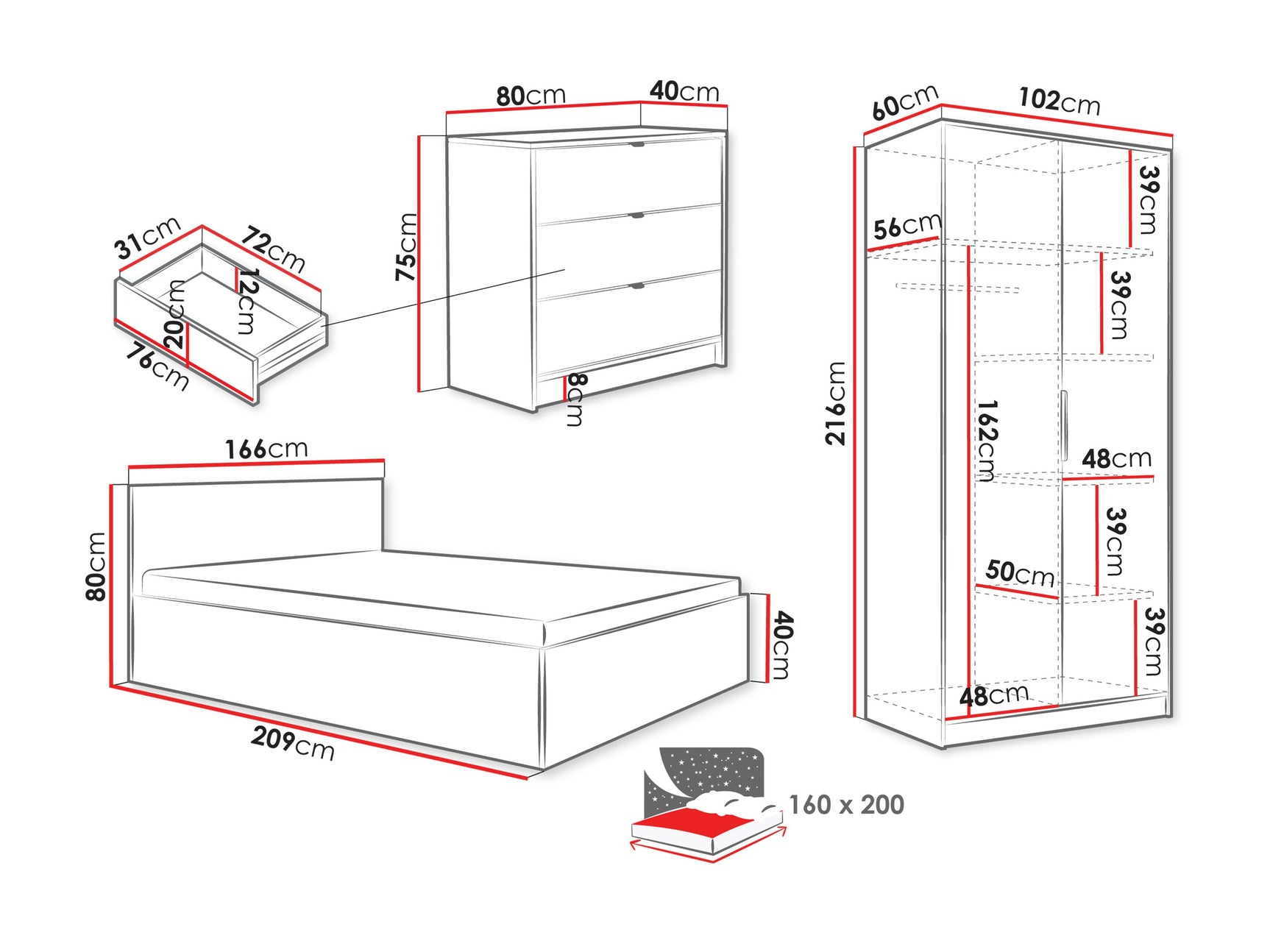 Soveværelses-sæt Comfivo Larmire 117