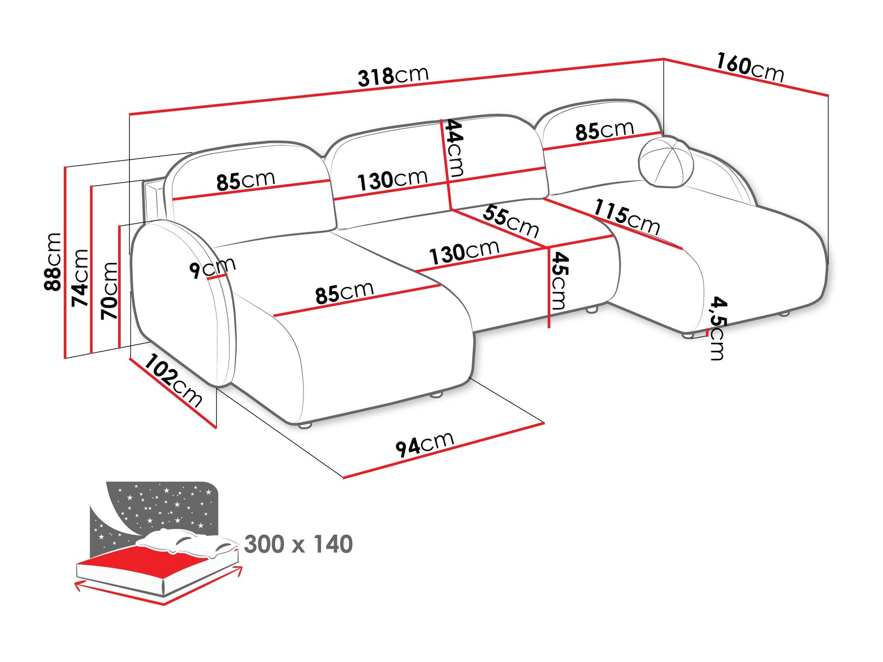 Hjørnesofa Columbus 250