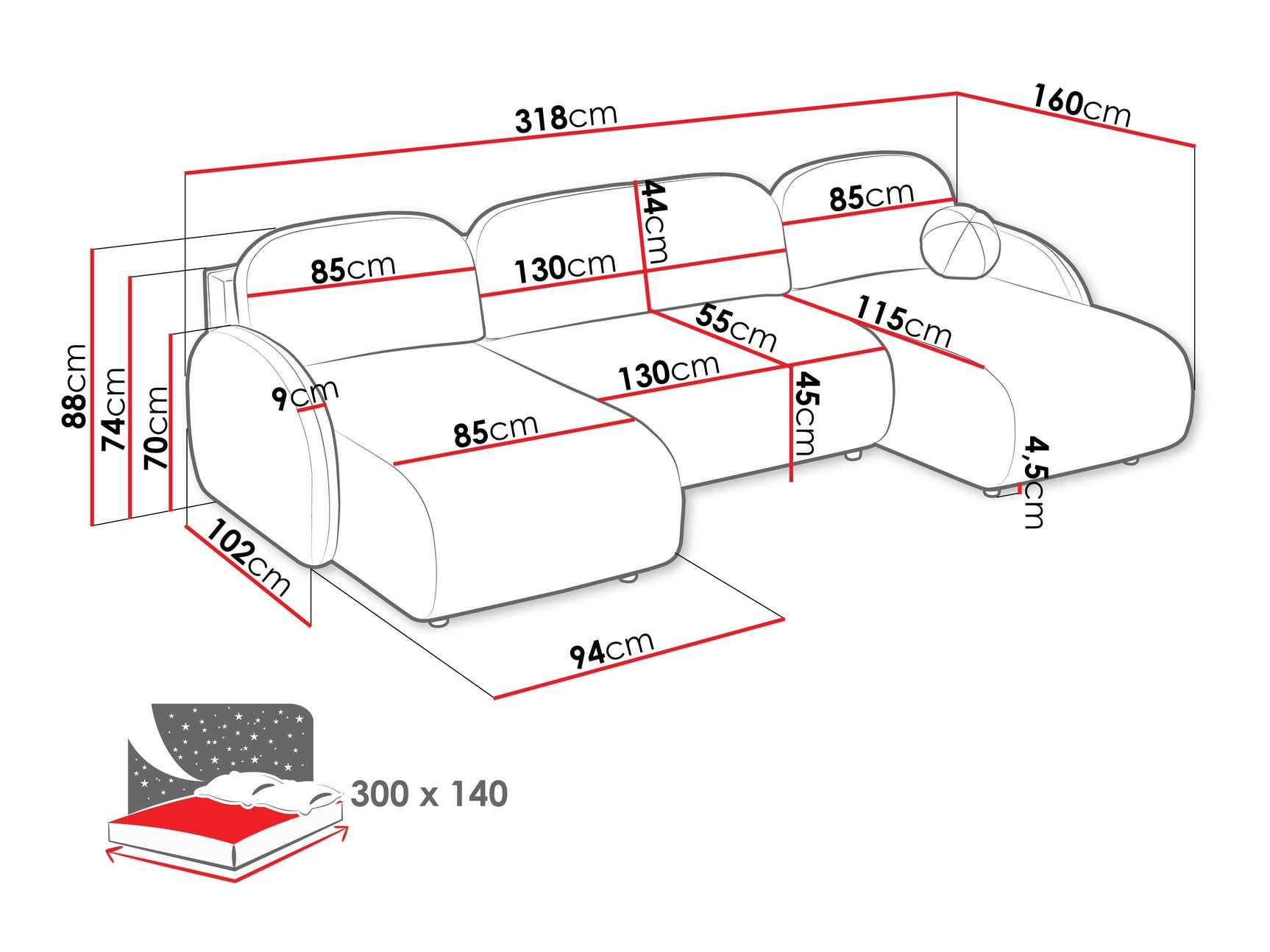 Hjørnesofa Columbus 250