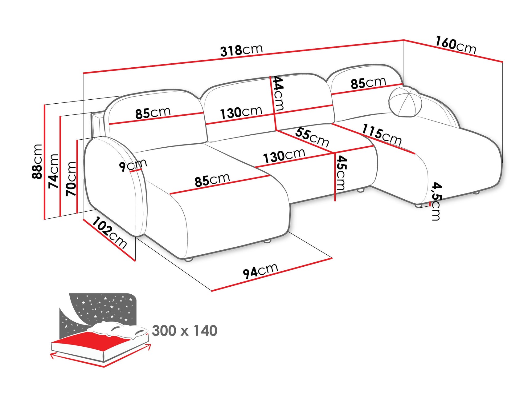 Hjørnesofa Columbus 250