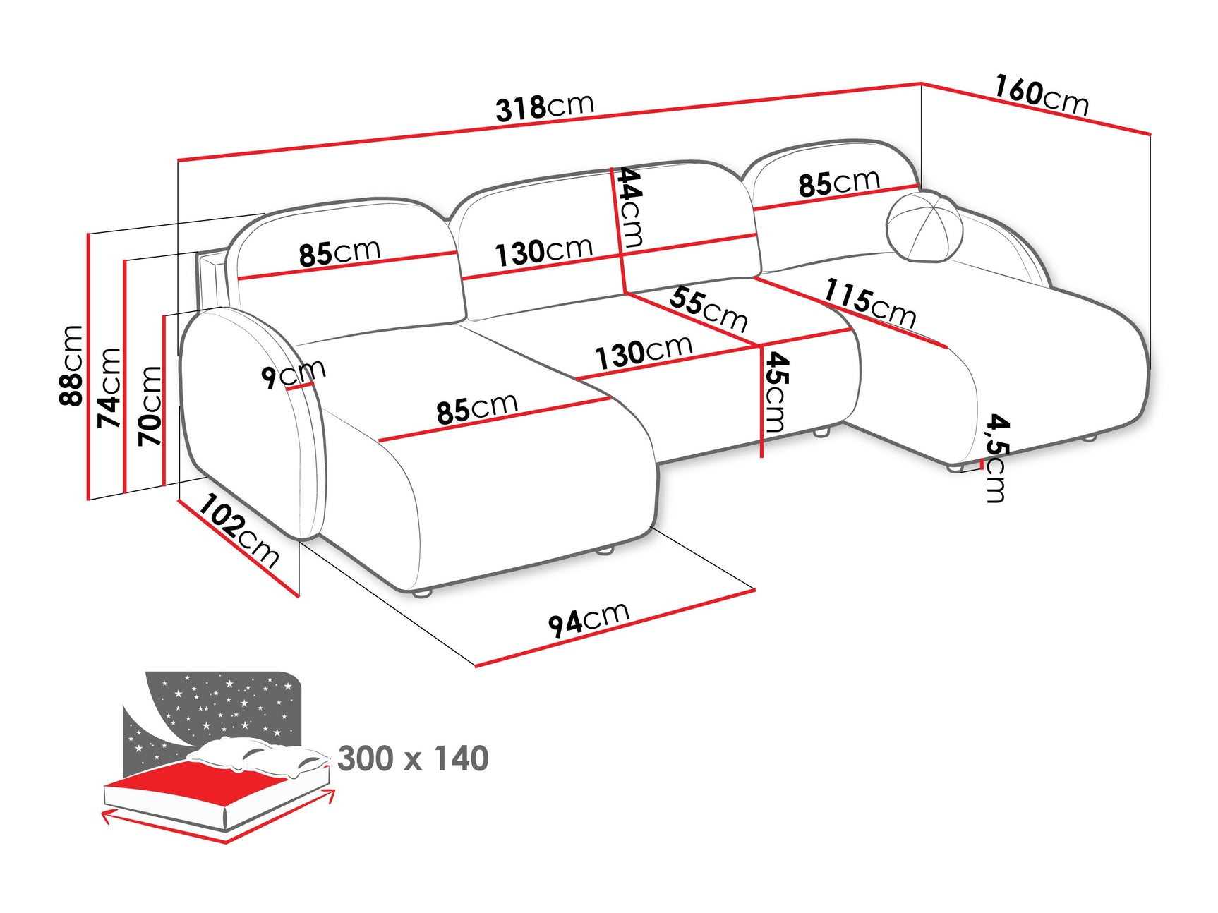 Hjørnesofa Columbus 250