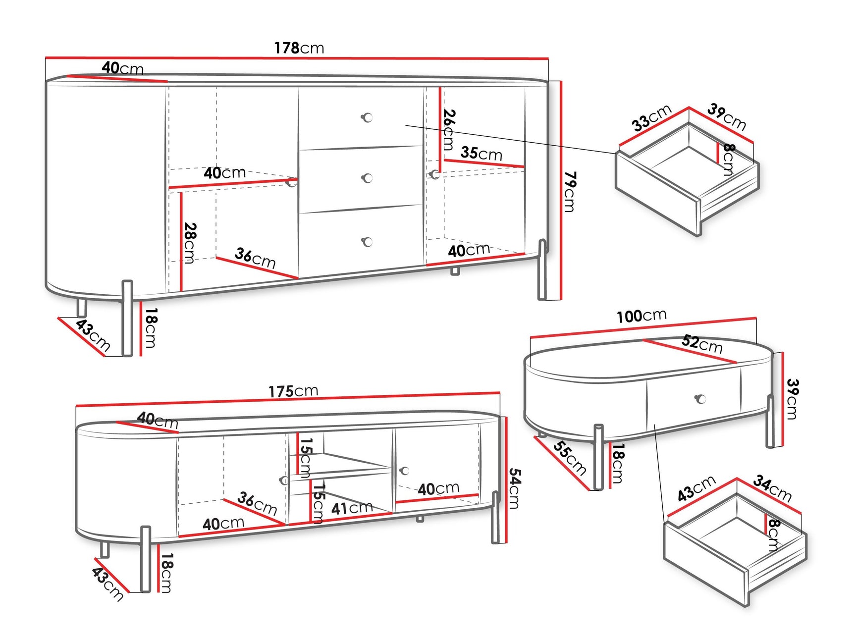 Stuemøbler-sæt Mirsoni 100