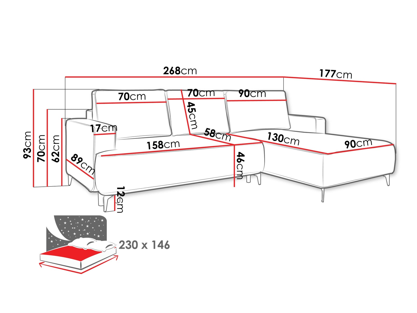 Hjørnesofa ComfiDream 200