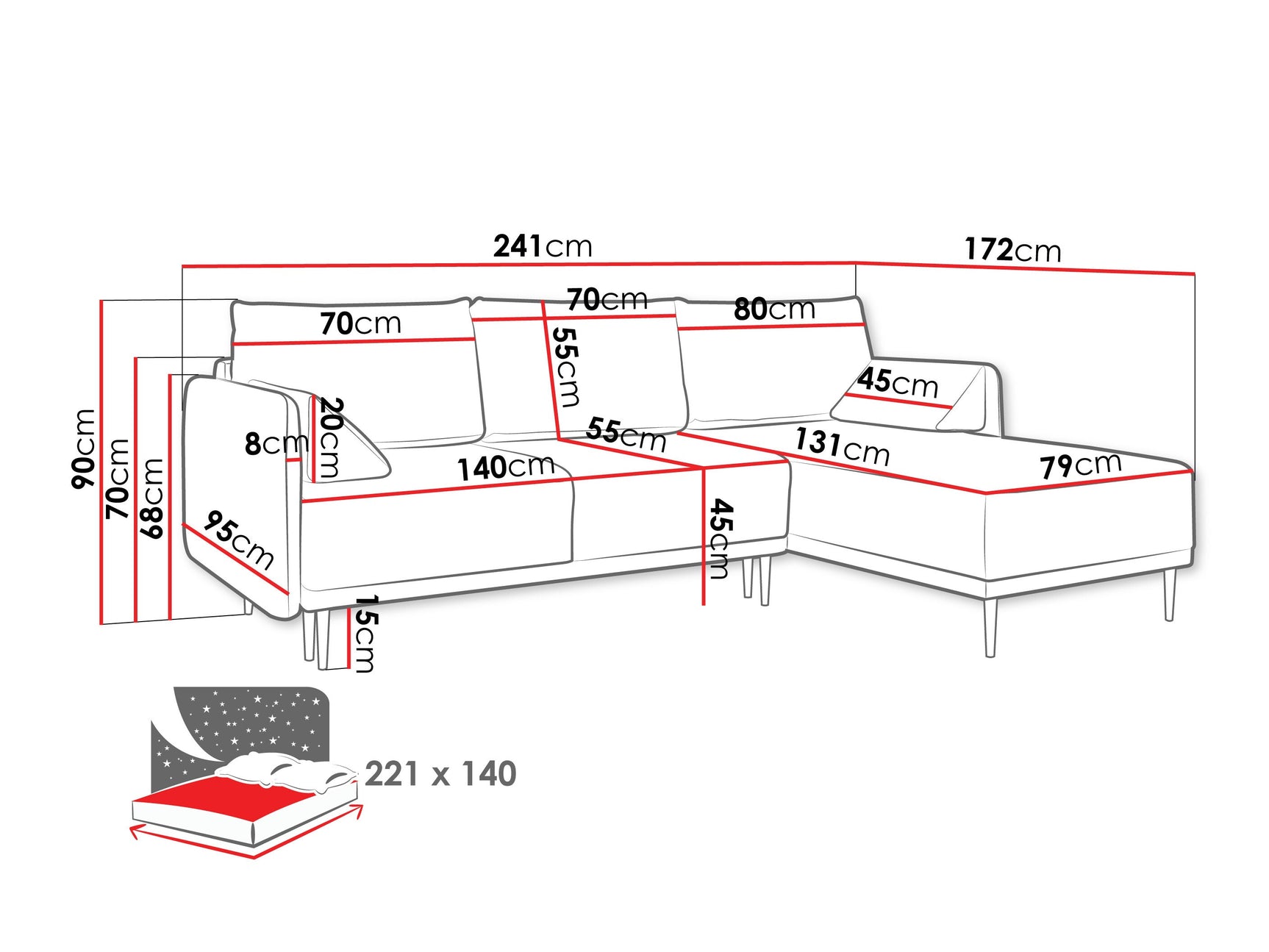 Hjørnesofa ComfiDream 204