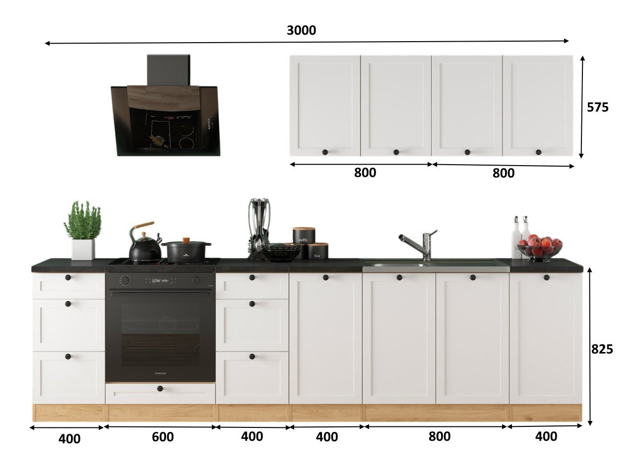 Modulopbygget køkkensæt Classic White Oak 123