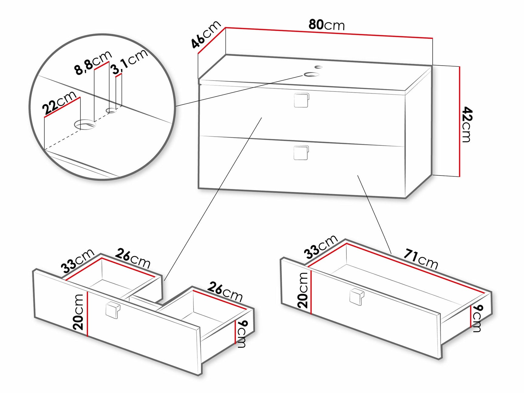 Vægbadeværelsesskab til håndvask Orlvera 102