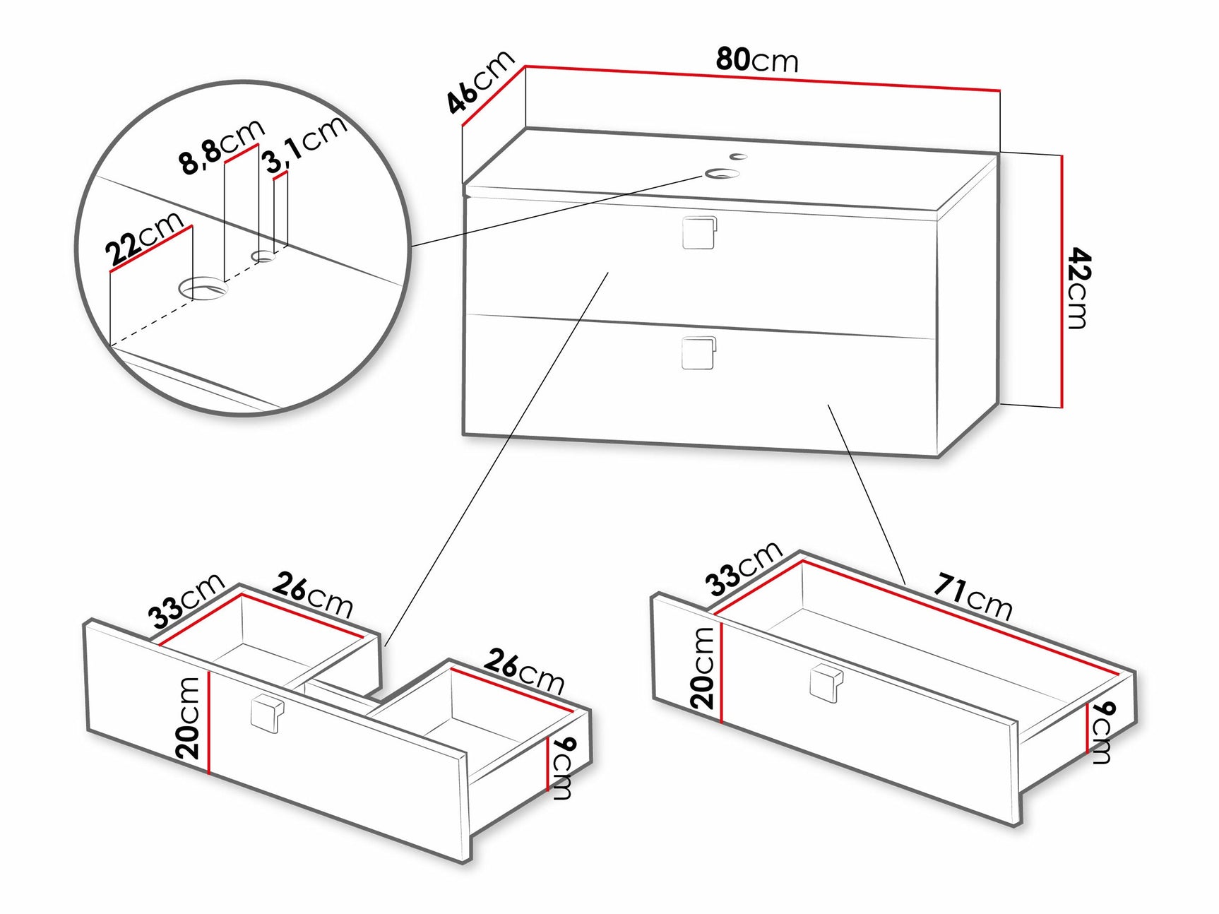 Vægbadeværelsesskab til håndvask Orlvera 102