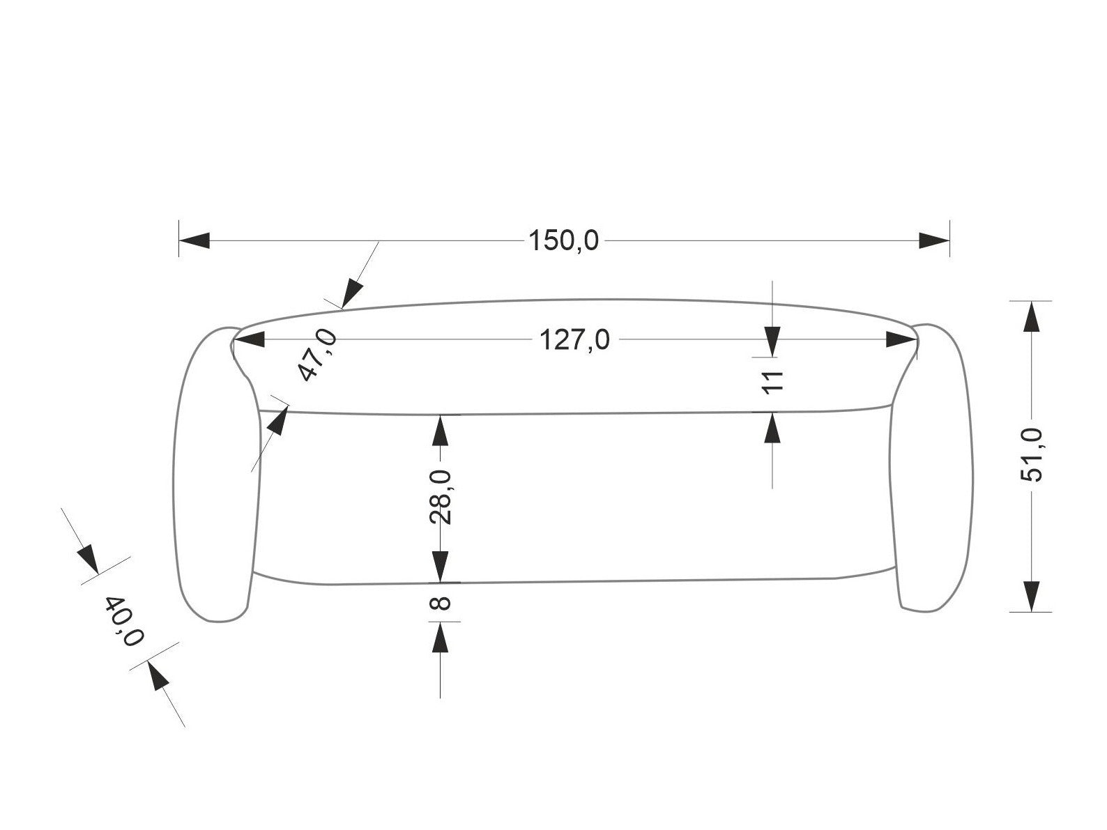 Polstret bænk Houston 2045