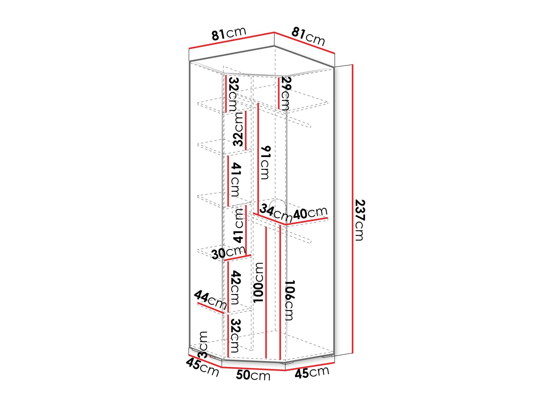 Hjørnegarderob Hartford 568