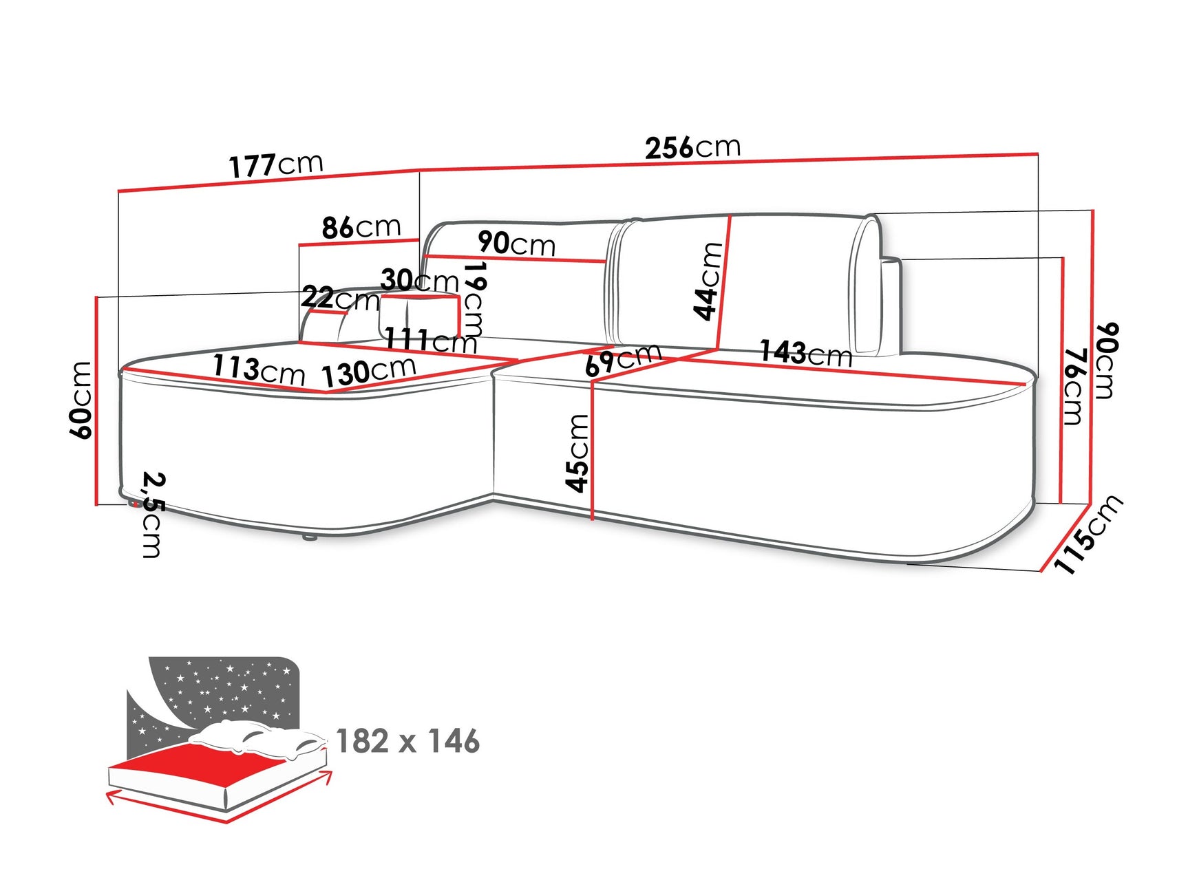 Hjørnesofa Comfivo 464