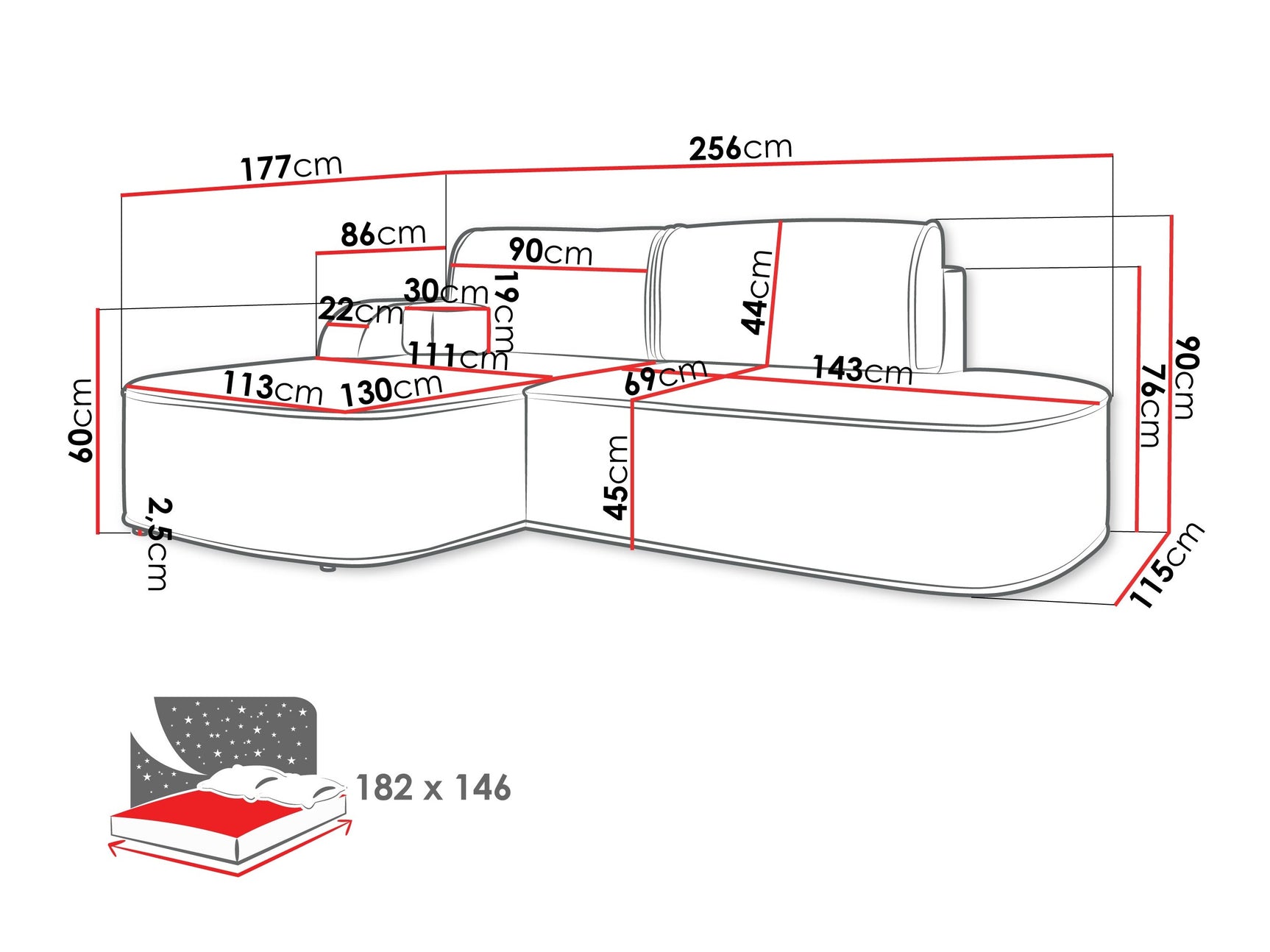 Hjørnesofa Comfivo 464