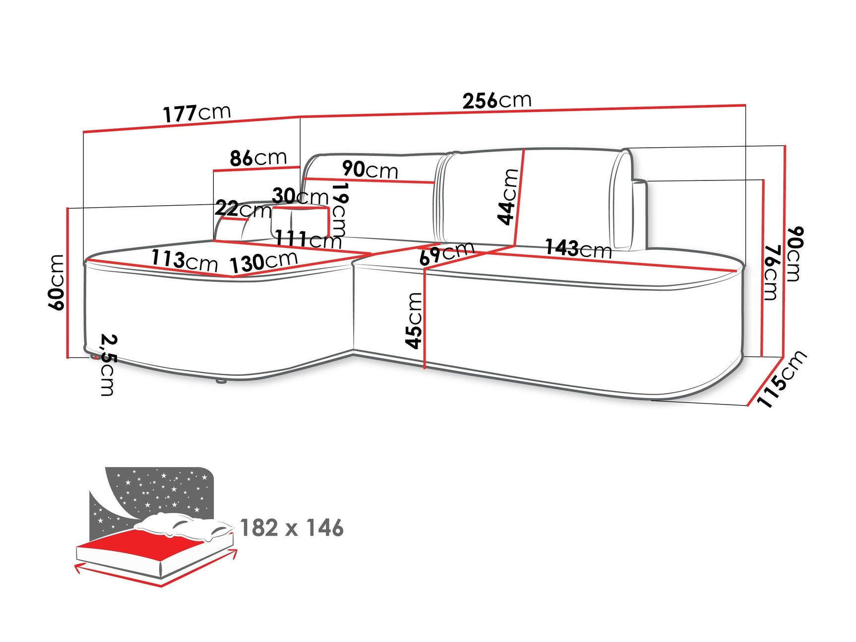 Hjørnesofa Comfivo 464
