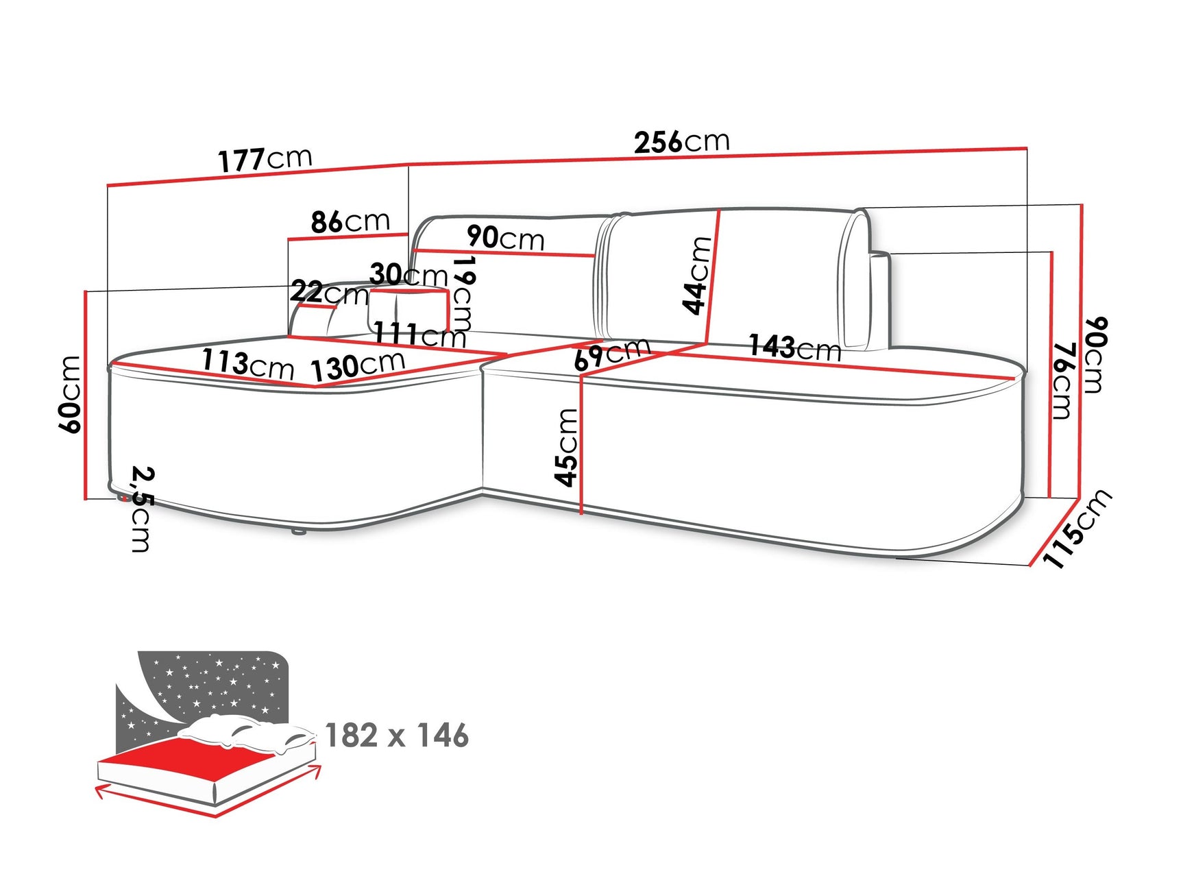 Hjørnesofa Comfivo 464