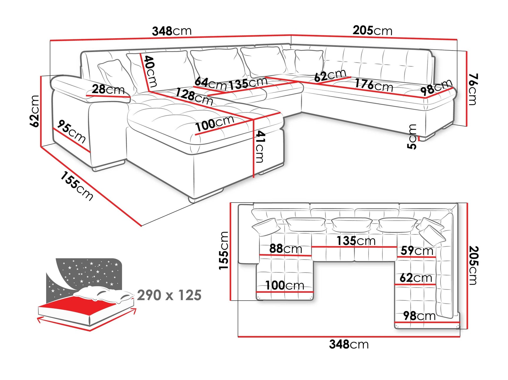 Hjørnesofa Comfivo 180