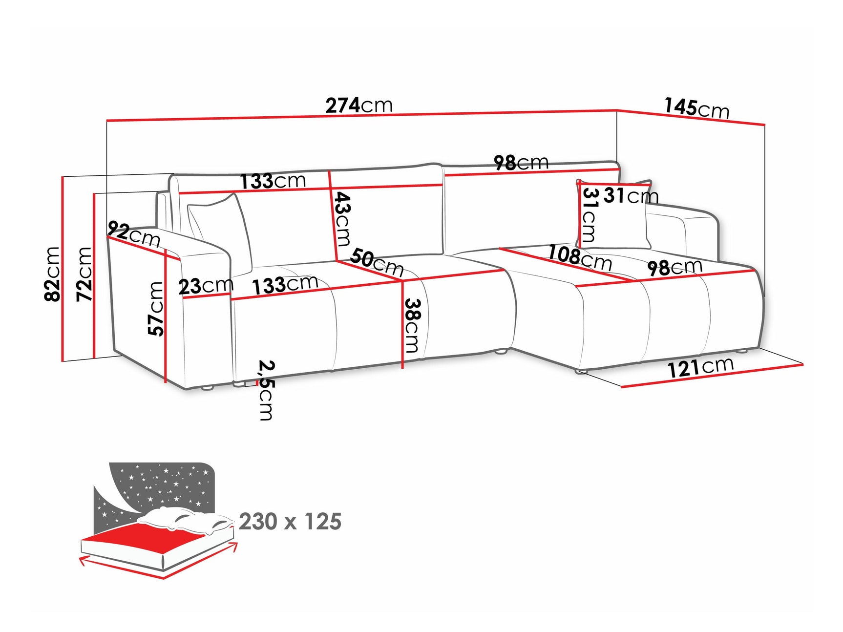 Hjørnesofa Comfivo 425