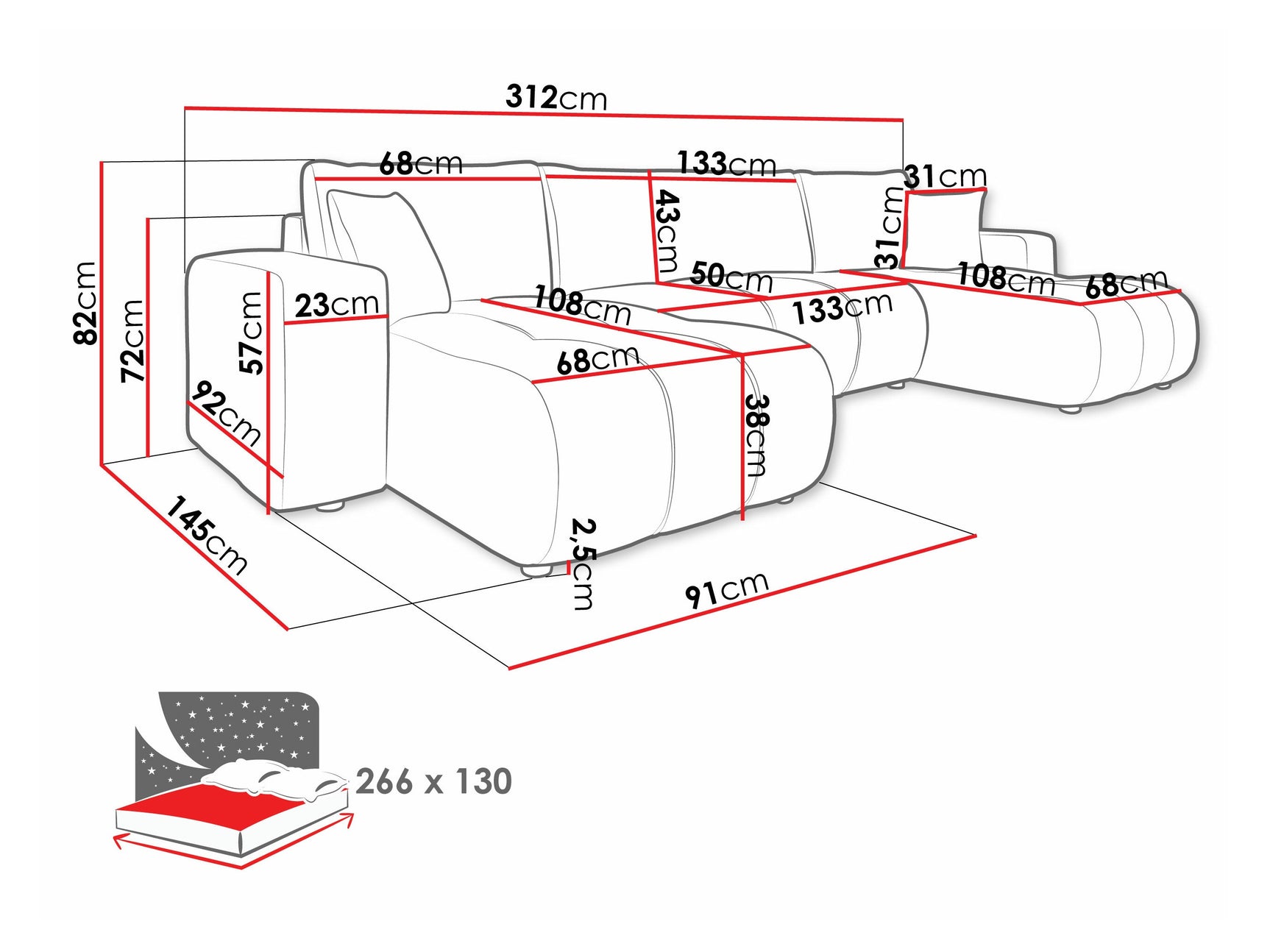 Hjørnesofa Comfivo 426