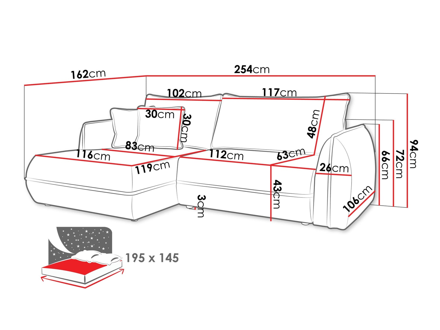 Hjørnesofa Kingman 101
