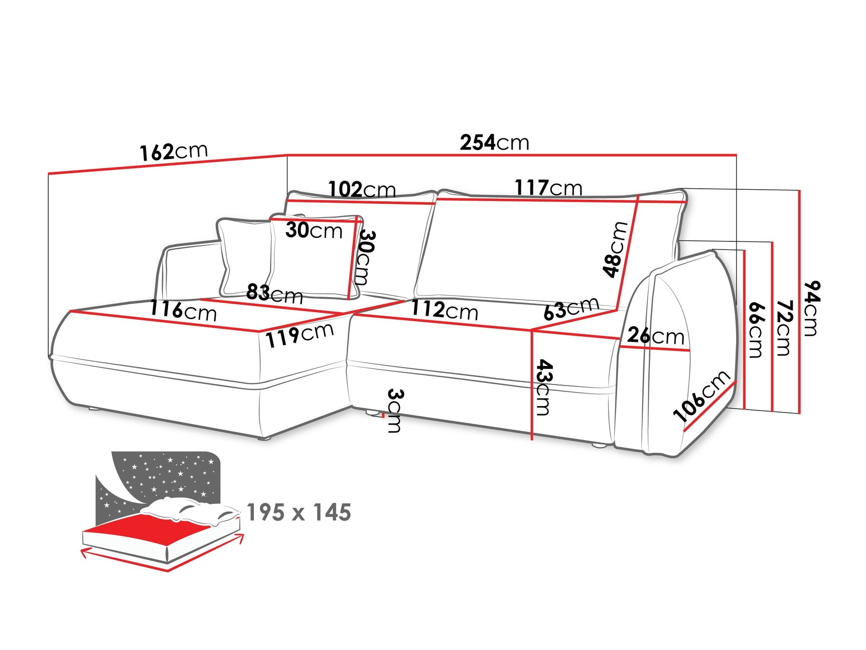 Hjørnesofa Kingman 101