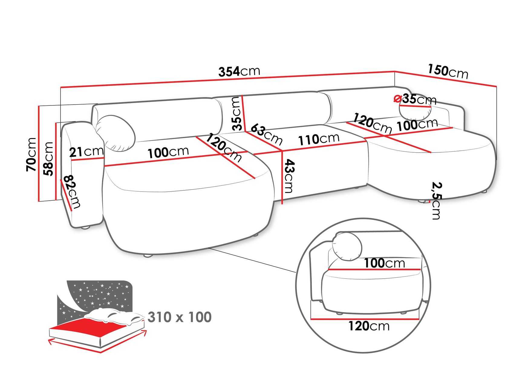 Hjørnesofa Comfivo 480