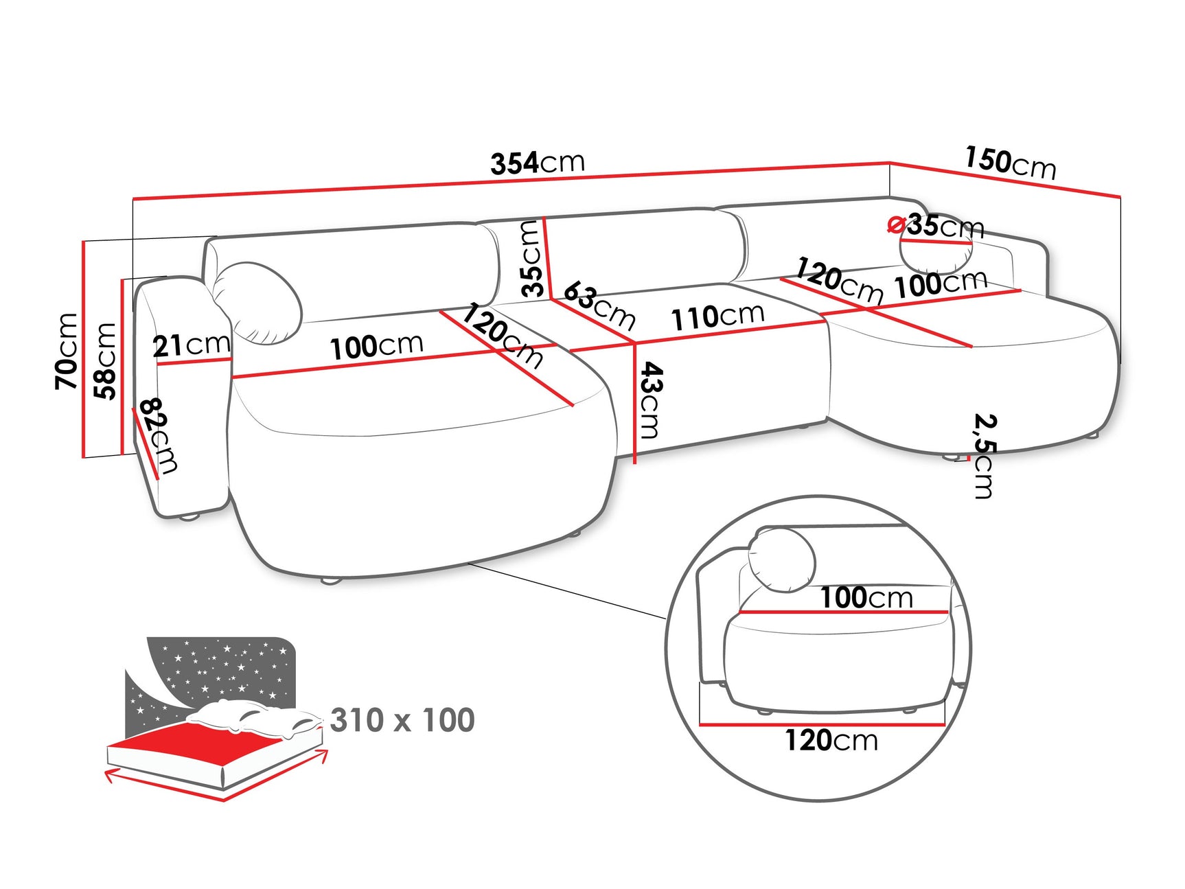 Hjørnesofa Comfivo 480