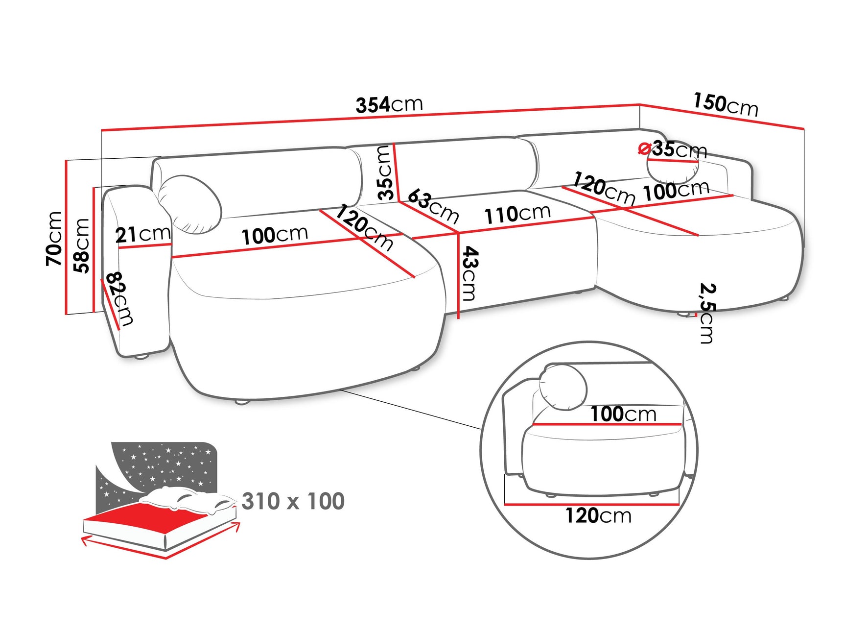 Hjørnesofa Comfivo 480