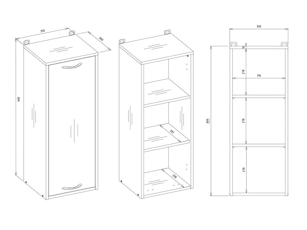 Vægmonteret badeværelsesskab Servou 107