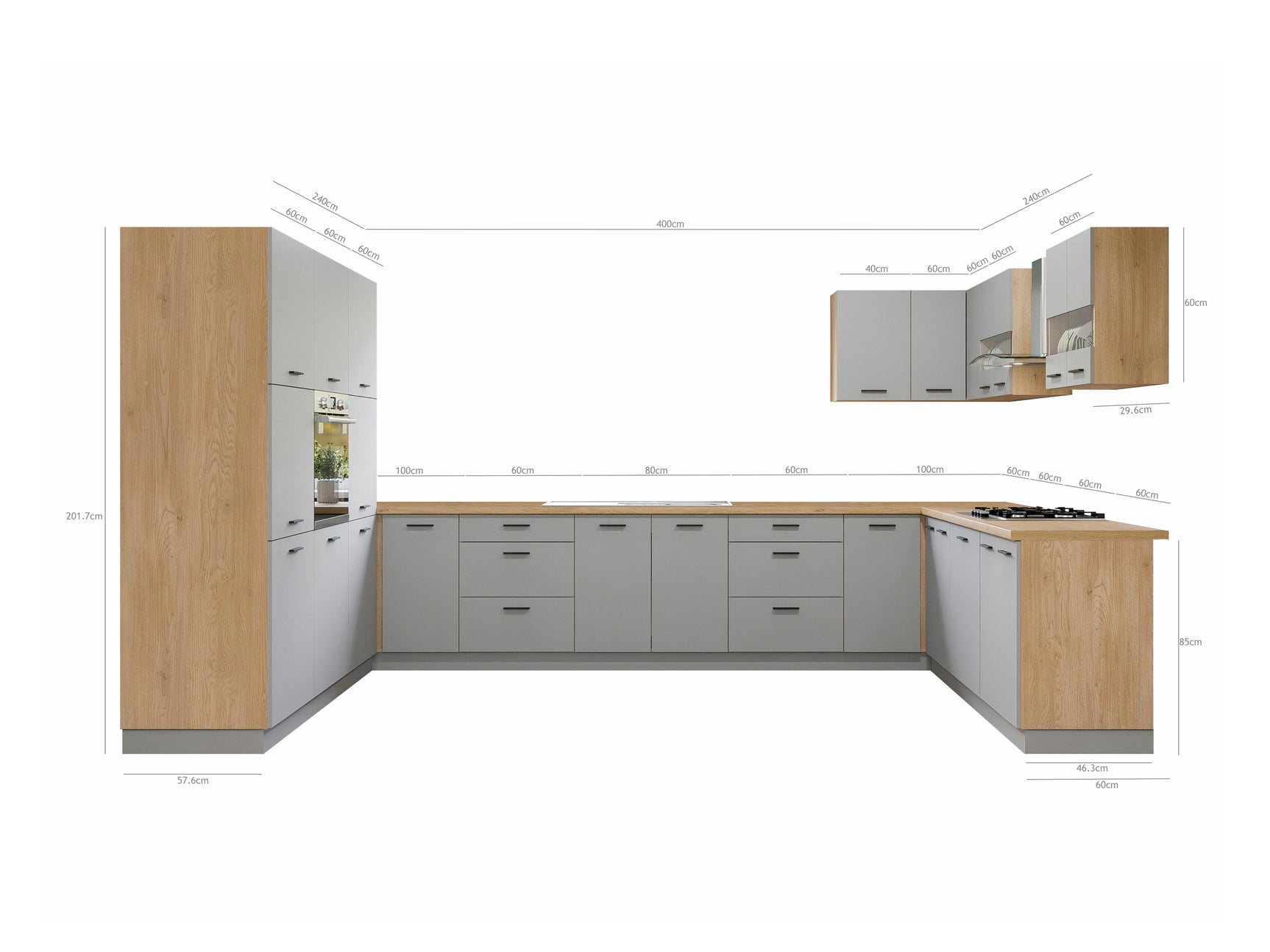 Modulopbygget køkkensæt Ati Grey 128 4280233