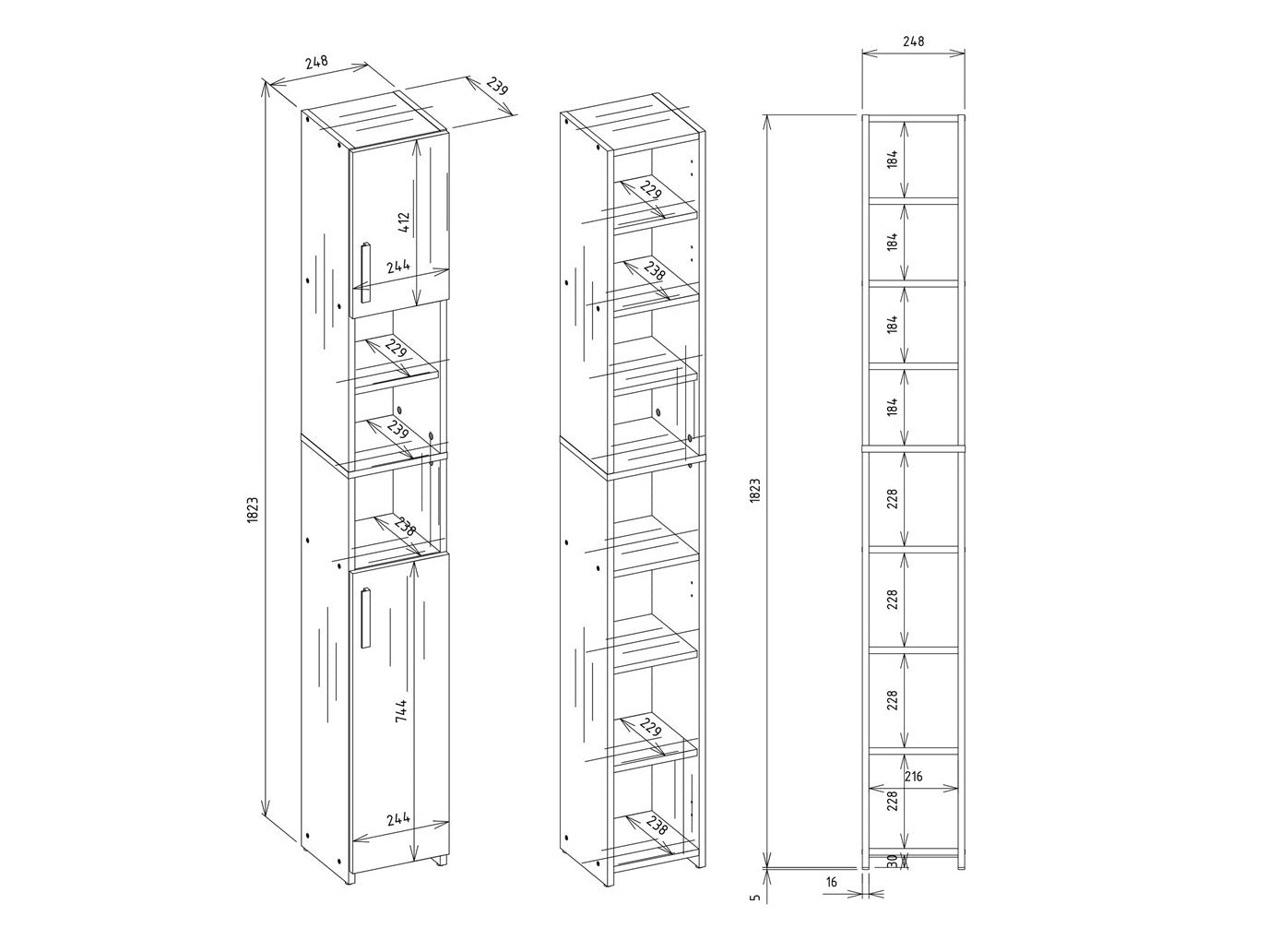 Stående badeværelsesskab Mandeville 345