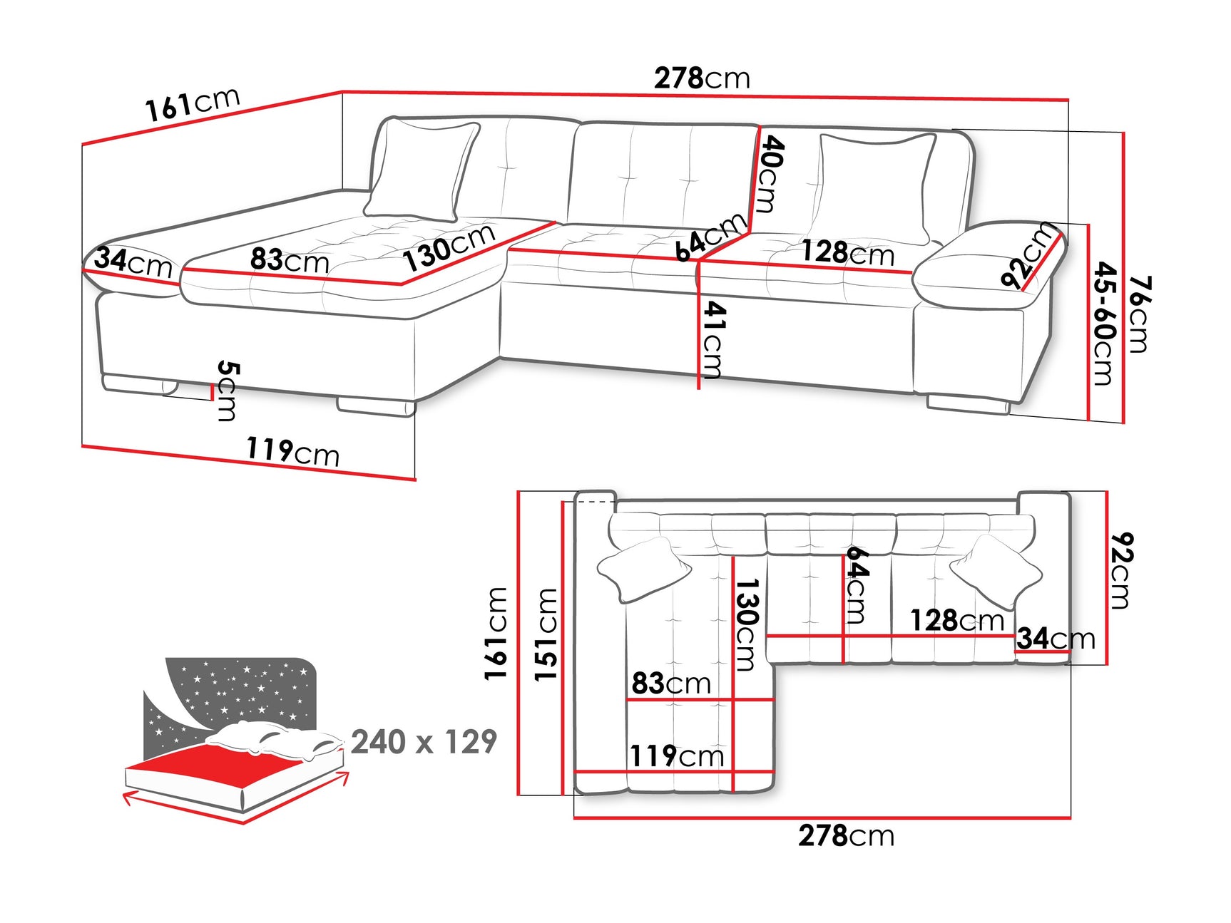 Hjørnesofa Comfivo 250