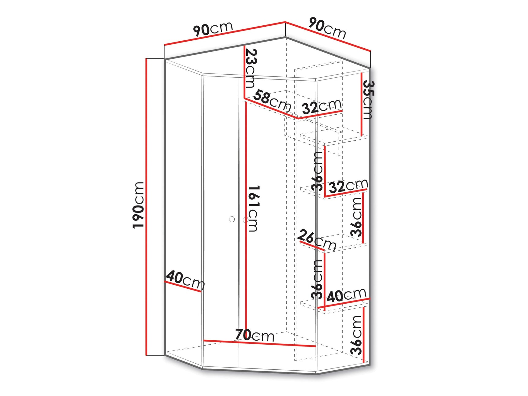 Hjørnegarderob Omaha R119
