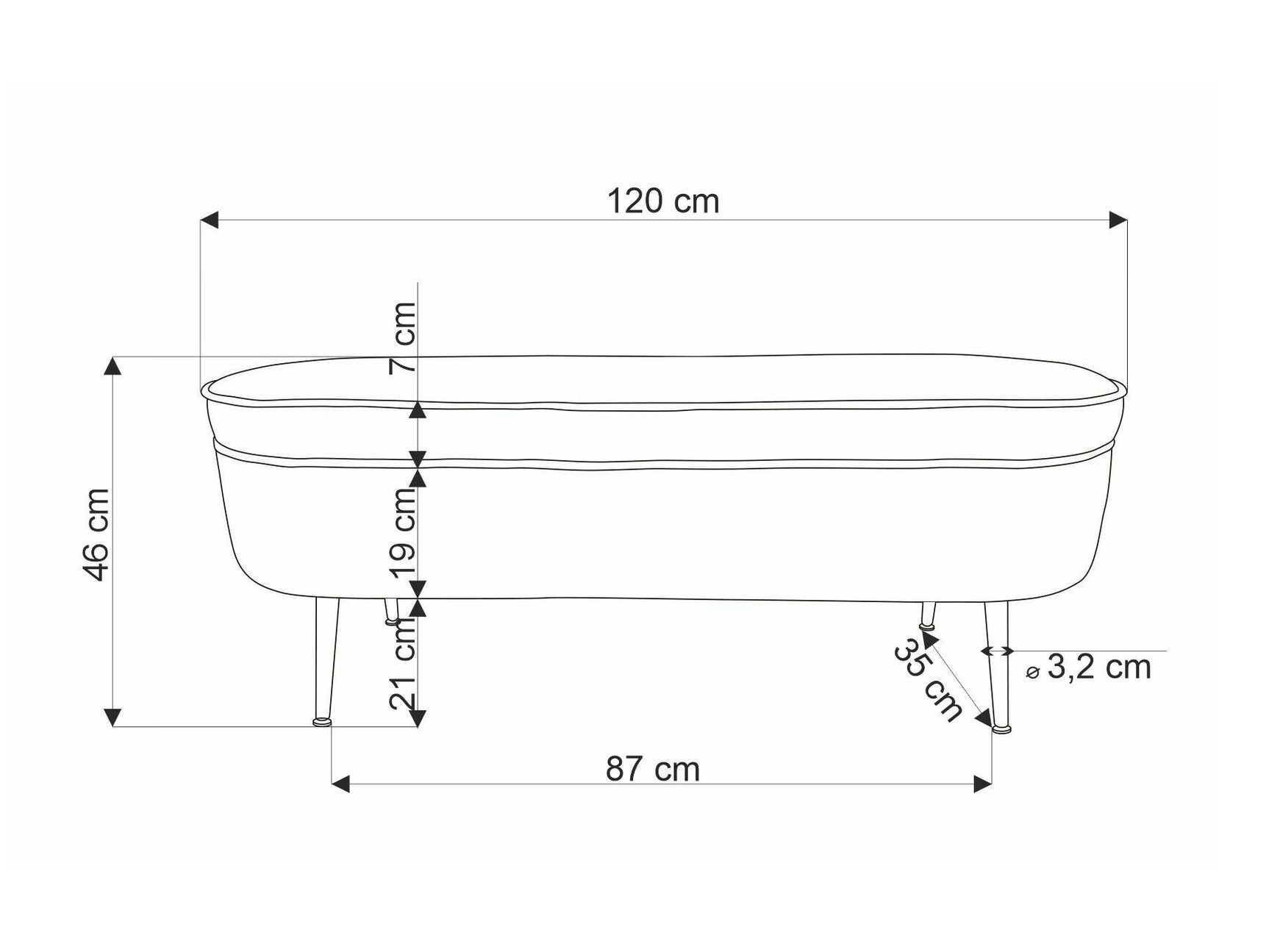 Polstret bænk Houston 1446 4355767