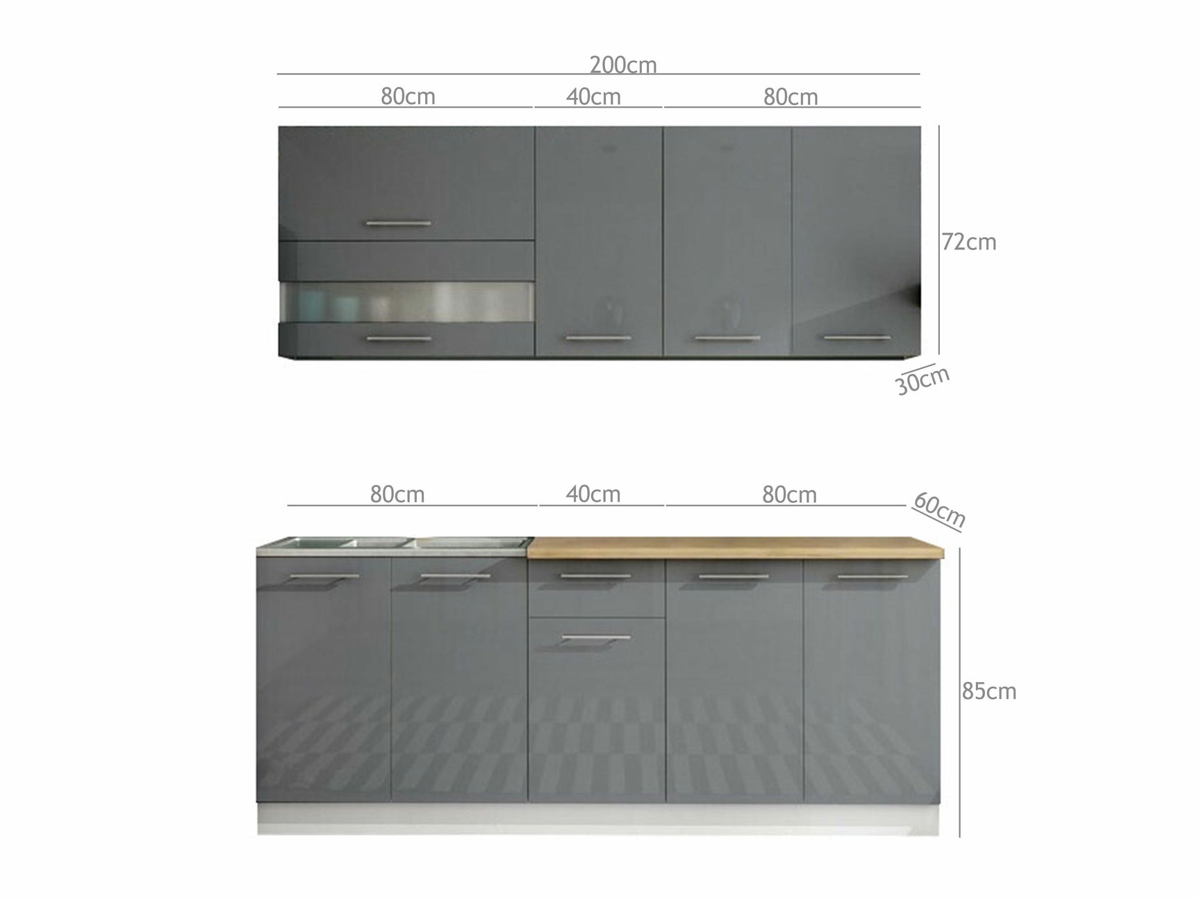 Modulopbygget køkkensæt Tiffa Grey 102 4357492