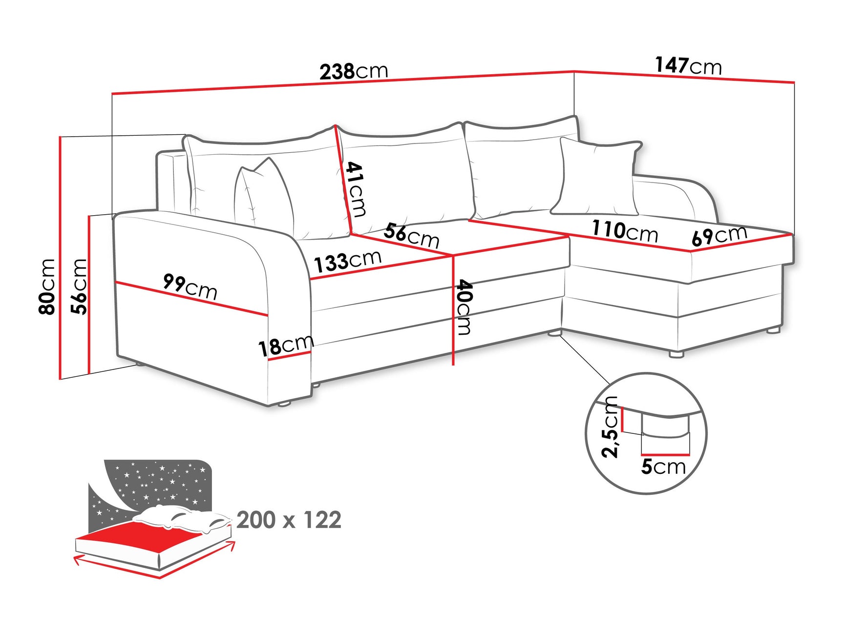 Hjørnesofa Comfivo 135