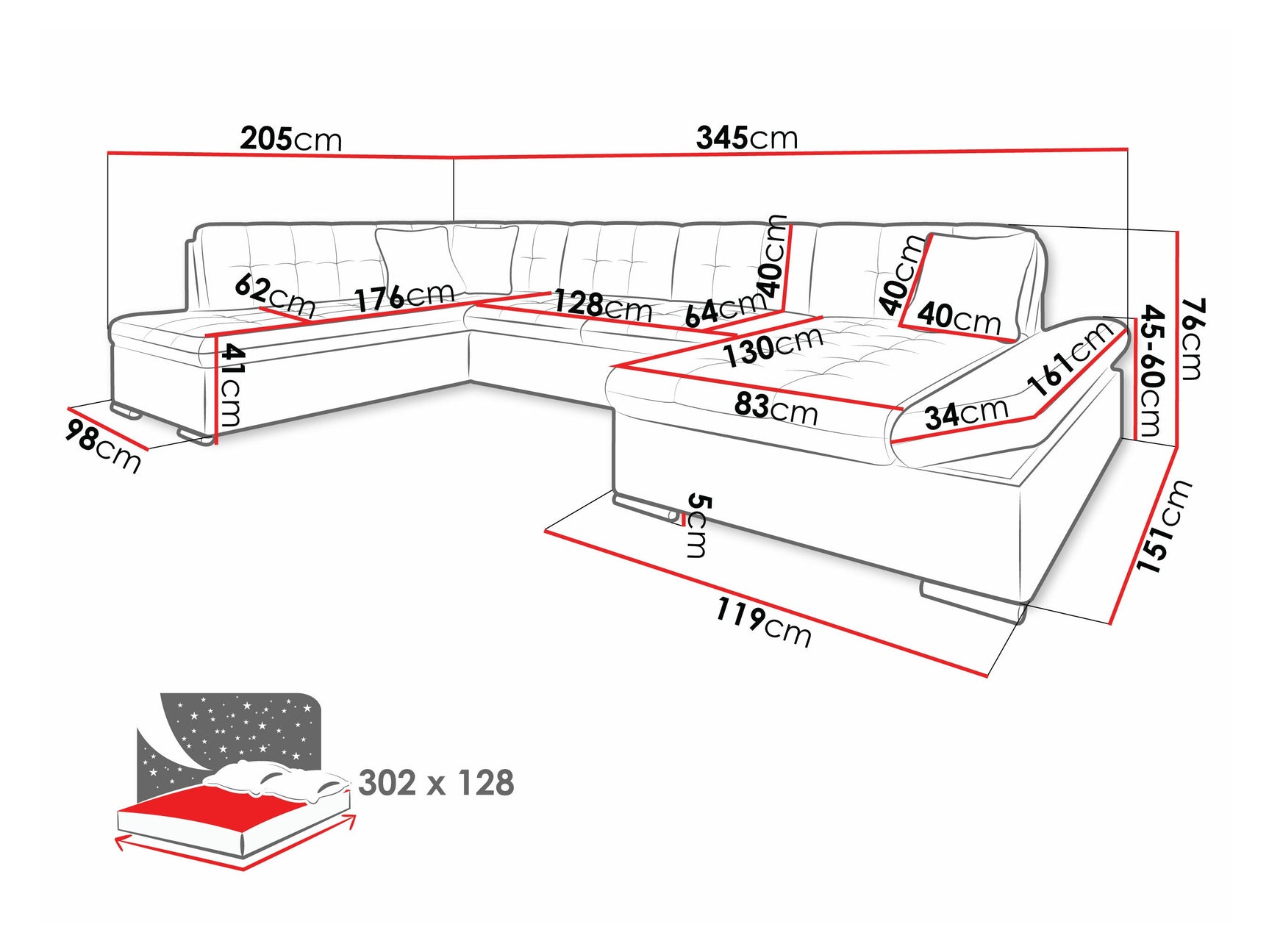 Hjørnesofa Comfivo 150 4373436