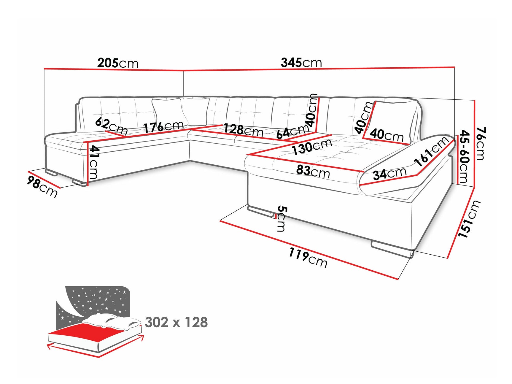 Hjørnesofa Comfivo 150 4373485