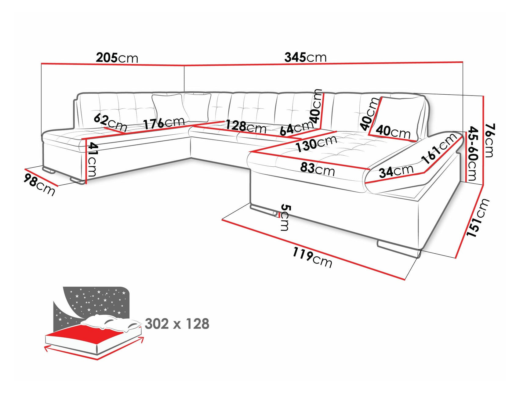 Hjørnesofa Comfivo 150 4373490