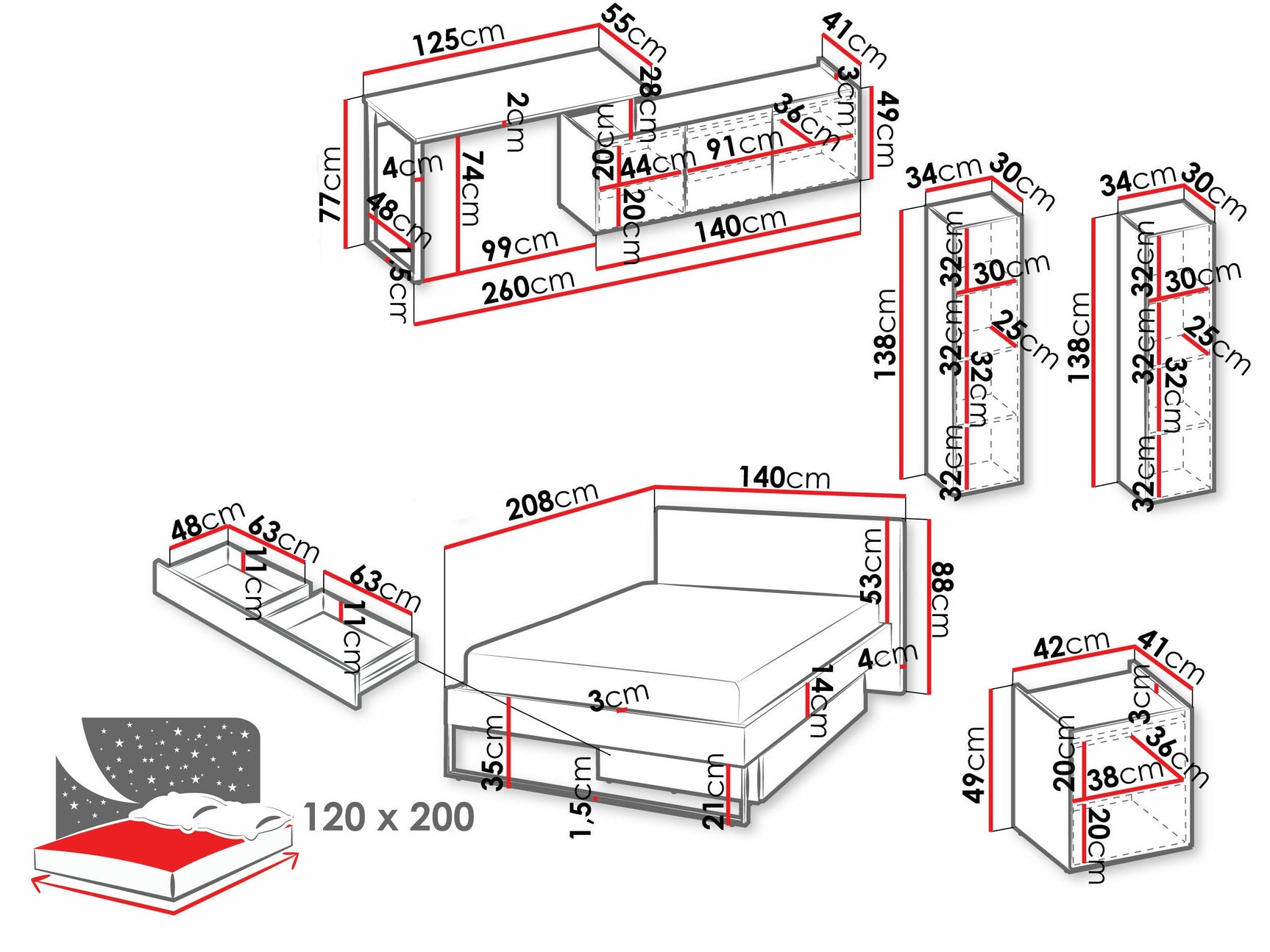 Soveværelsessæt Tivseva 114 4404870
