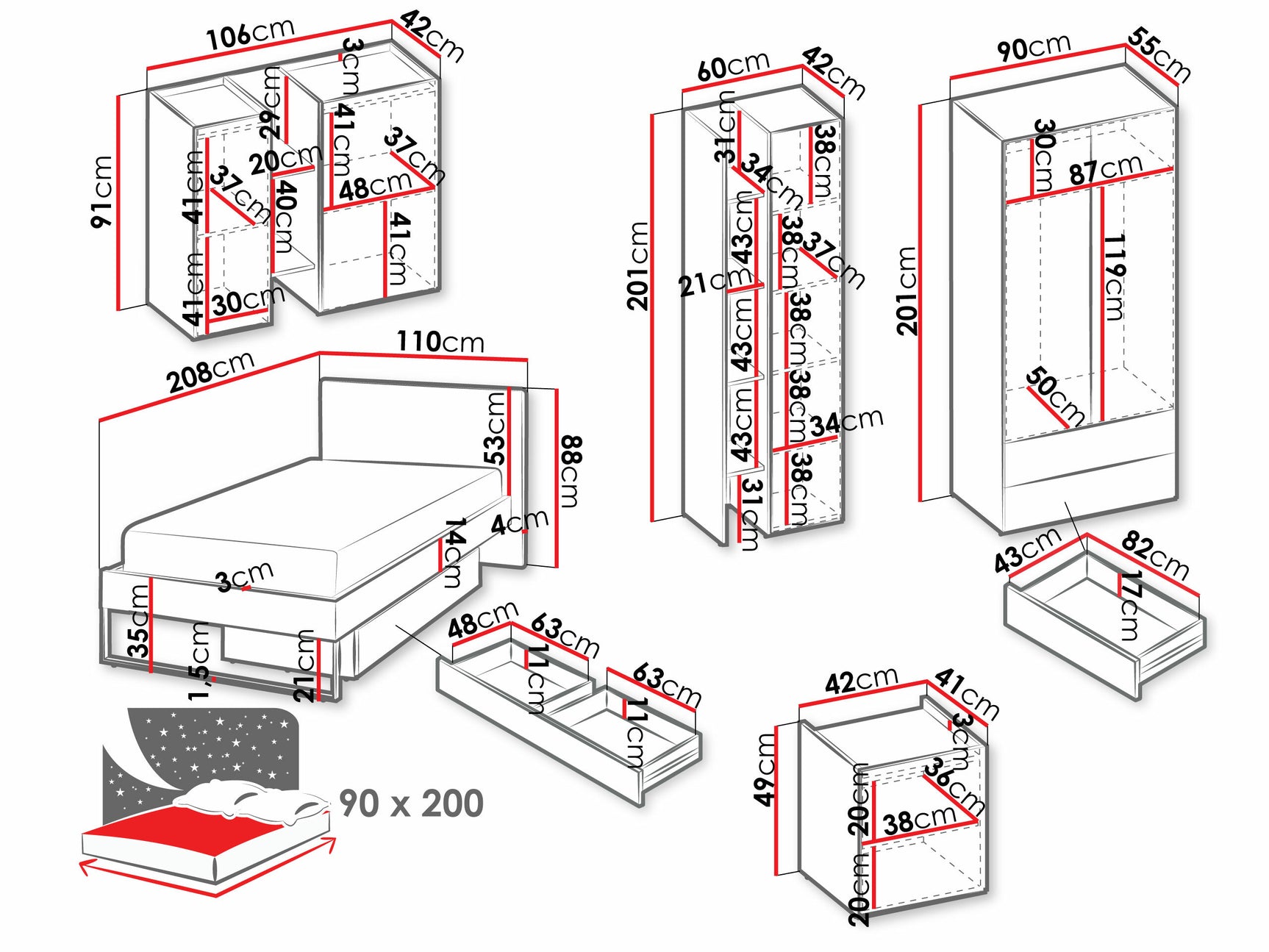 Soveværelsessæt Tivseva 114 4404871