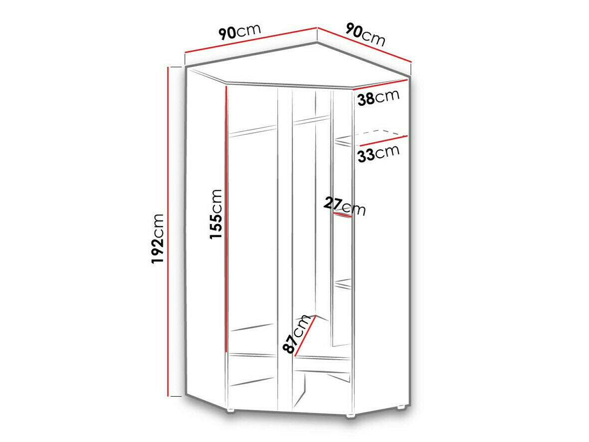 Hjørneklædeskab Akron B103