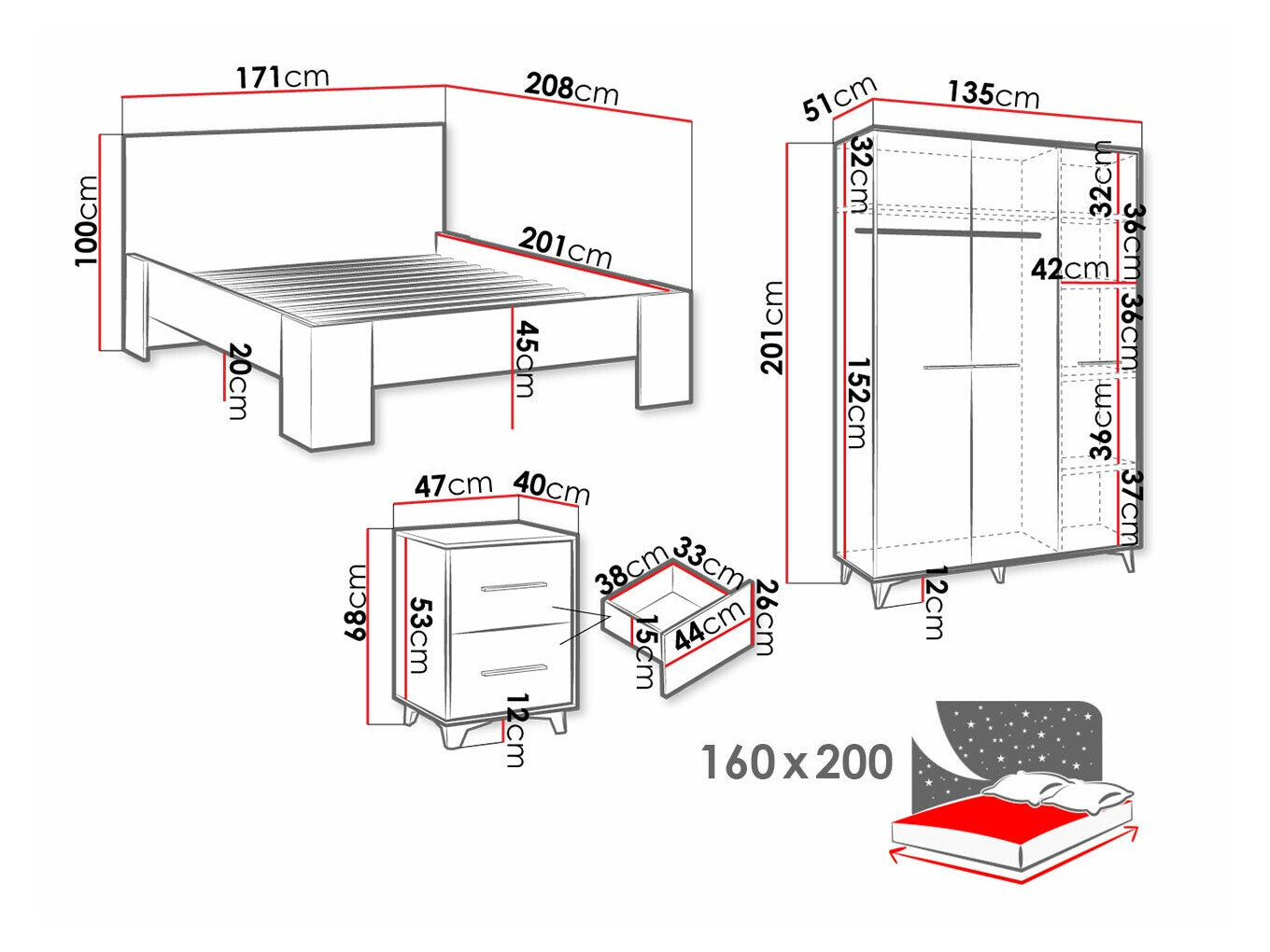 Bedroom set Parma D115
