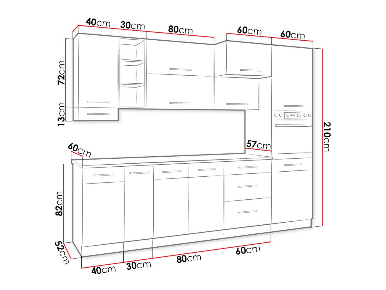 Modulopbygget køkkensæt Wood White 137