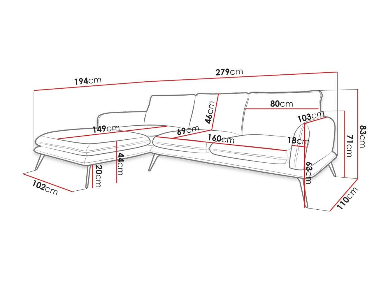 Hjørnesofa Lincoln A101