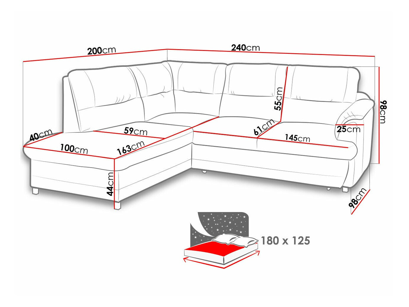 Hjørnesofa Lincoln 170