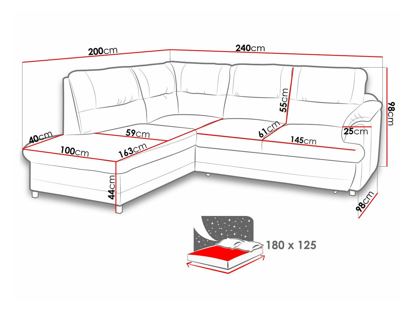 Hjørnesofa Lincoln 170