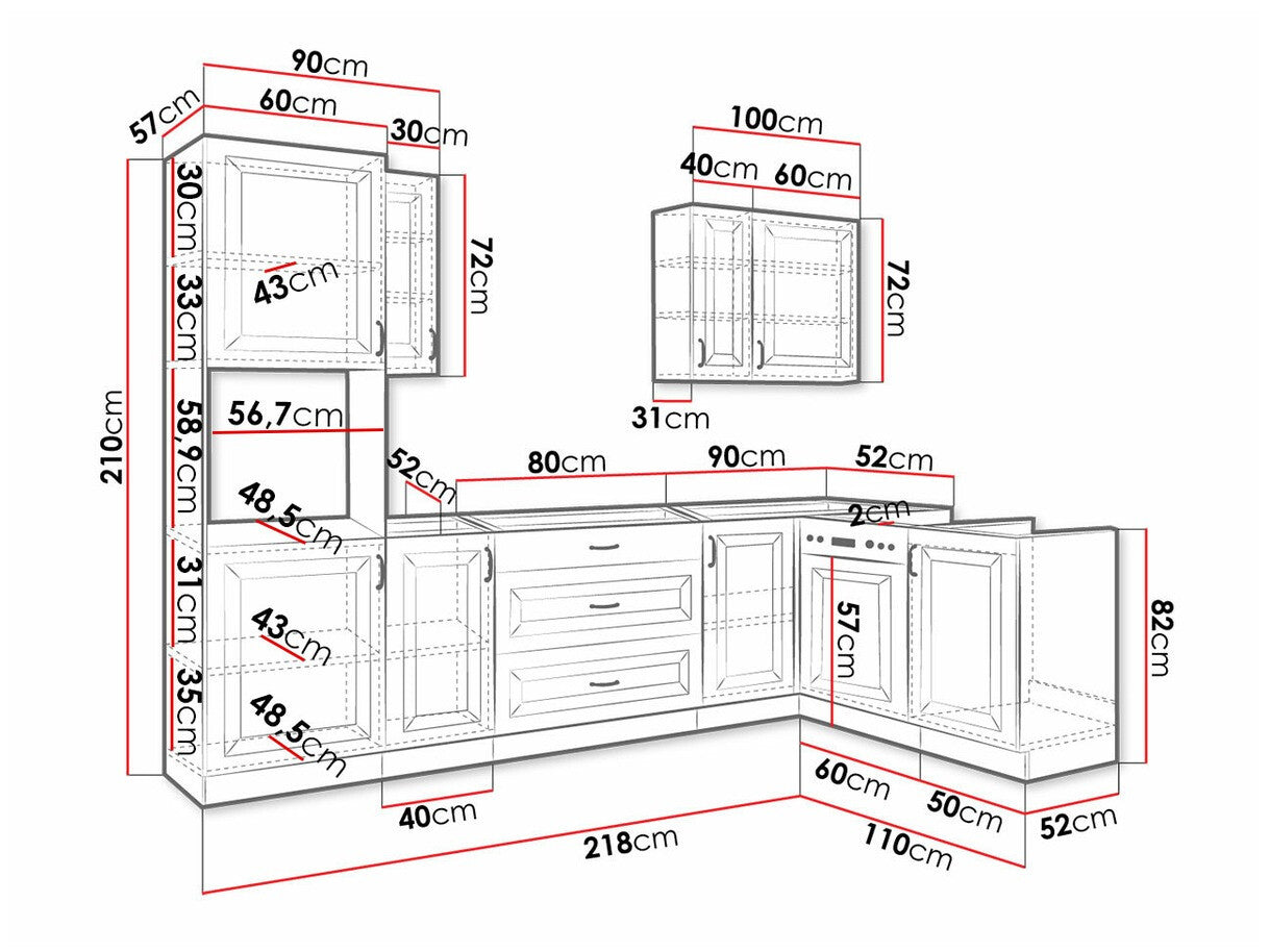 Modulopbygget køkkensæt Retro Grey 148
