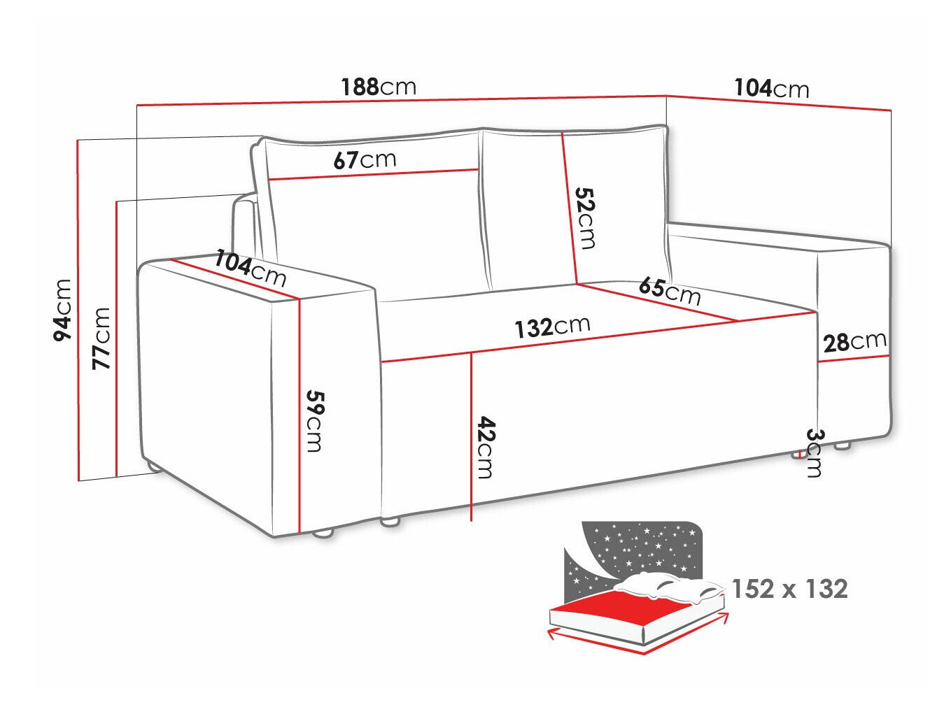 Sovesofa Clovis 107