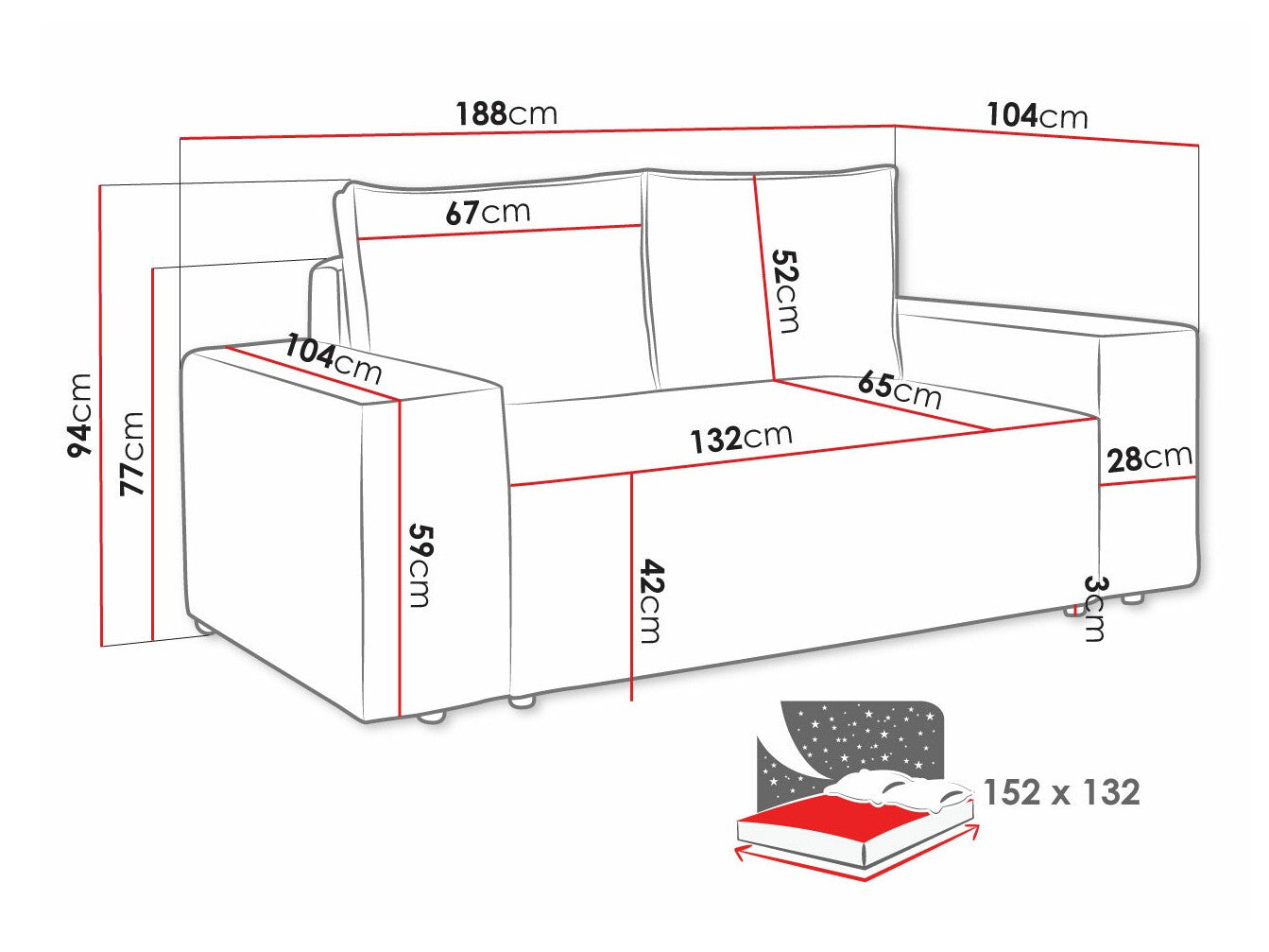 Sovesofa Clovis 107