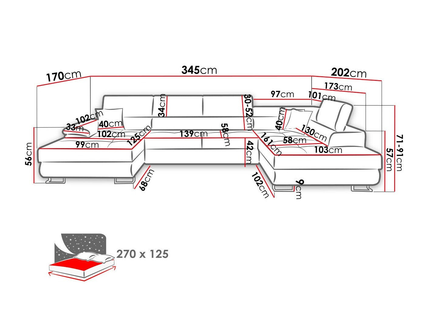 Hjørnesofa Comfivo 138