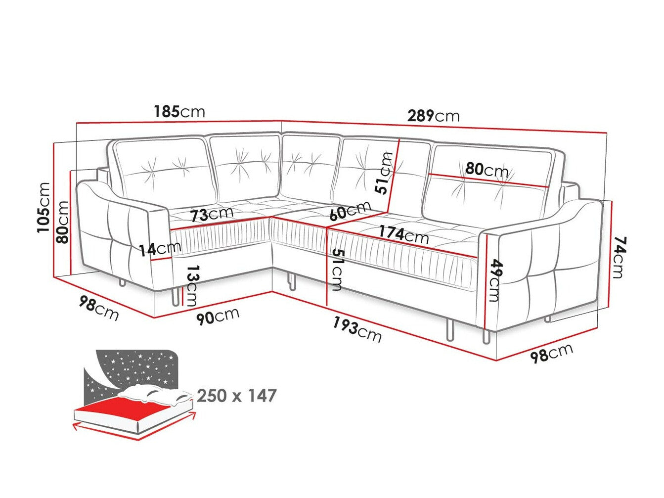 Hjørnesofa Kingsport 115